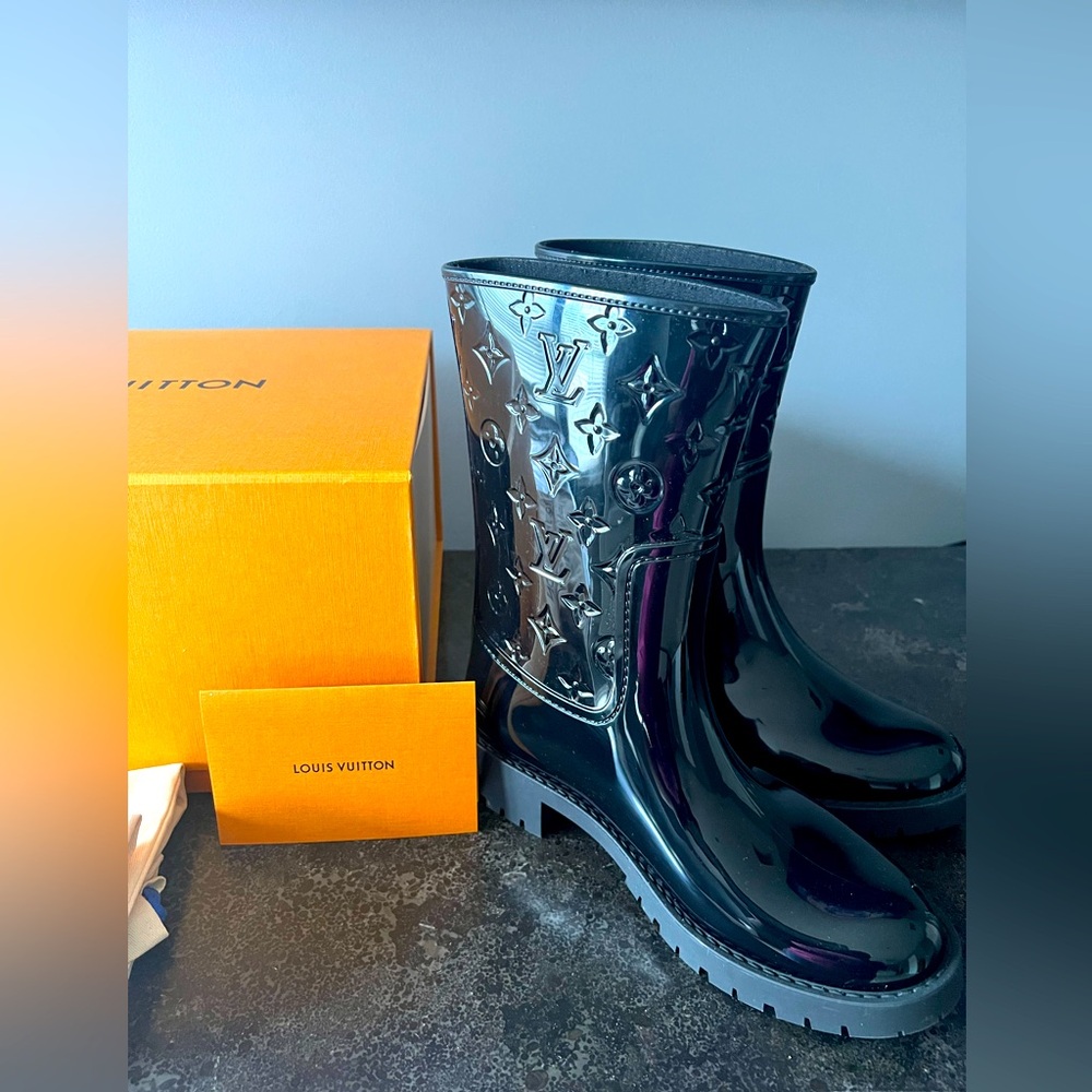 Louis Vuitton Glossy Black Monogram Boots